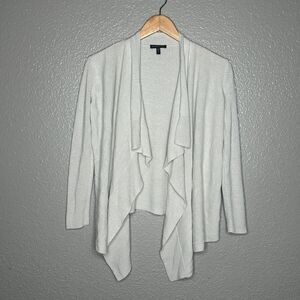 Eileen Fisher cream open front waterfall knit cardigan
